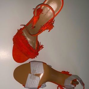Women’s BR Orange suede fringe sandals. NWOT